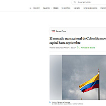 El mercado transaccional de Colombia moviliza un 14% menos de capital hasta septiembre